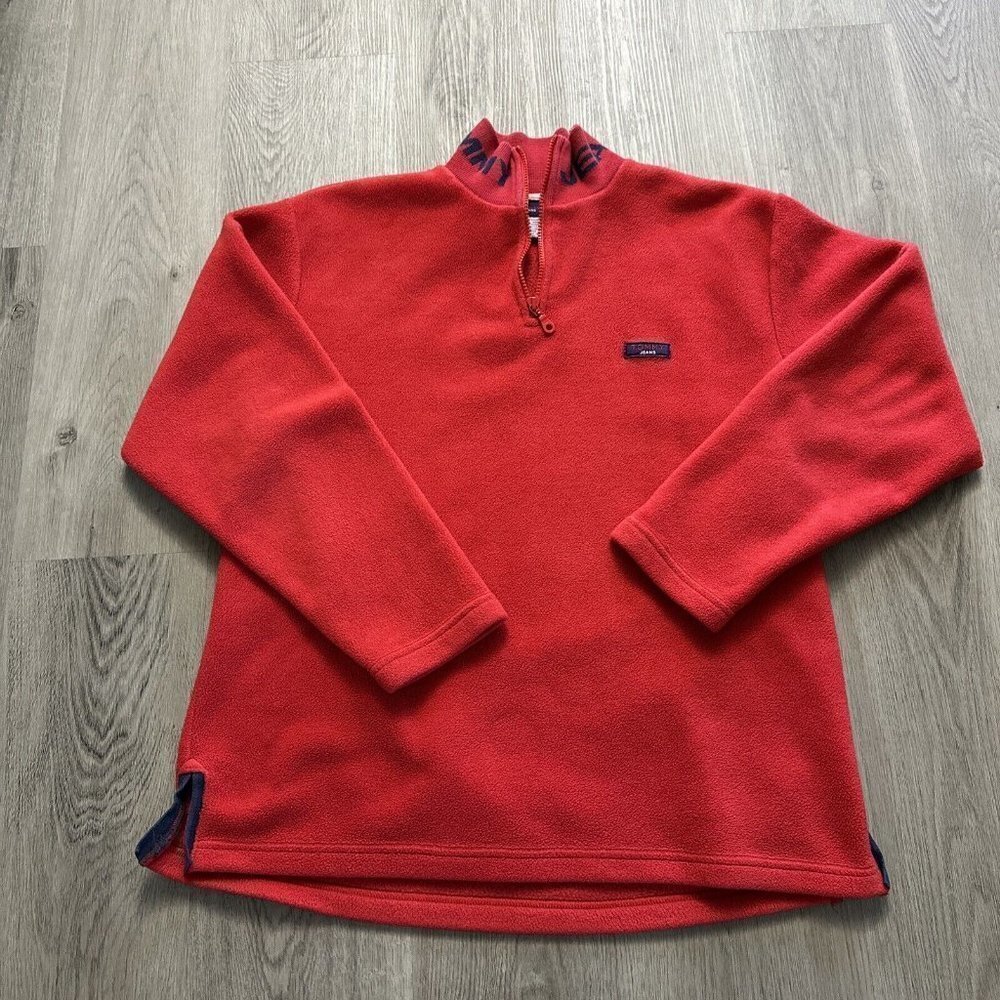 Vintage 90s Tommy Hilfiger Zip Crewneck Sweatshirt Tommy Jeans Flag Sz M/L USA